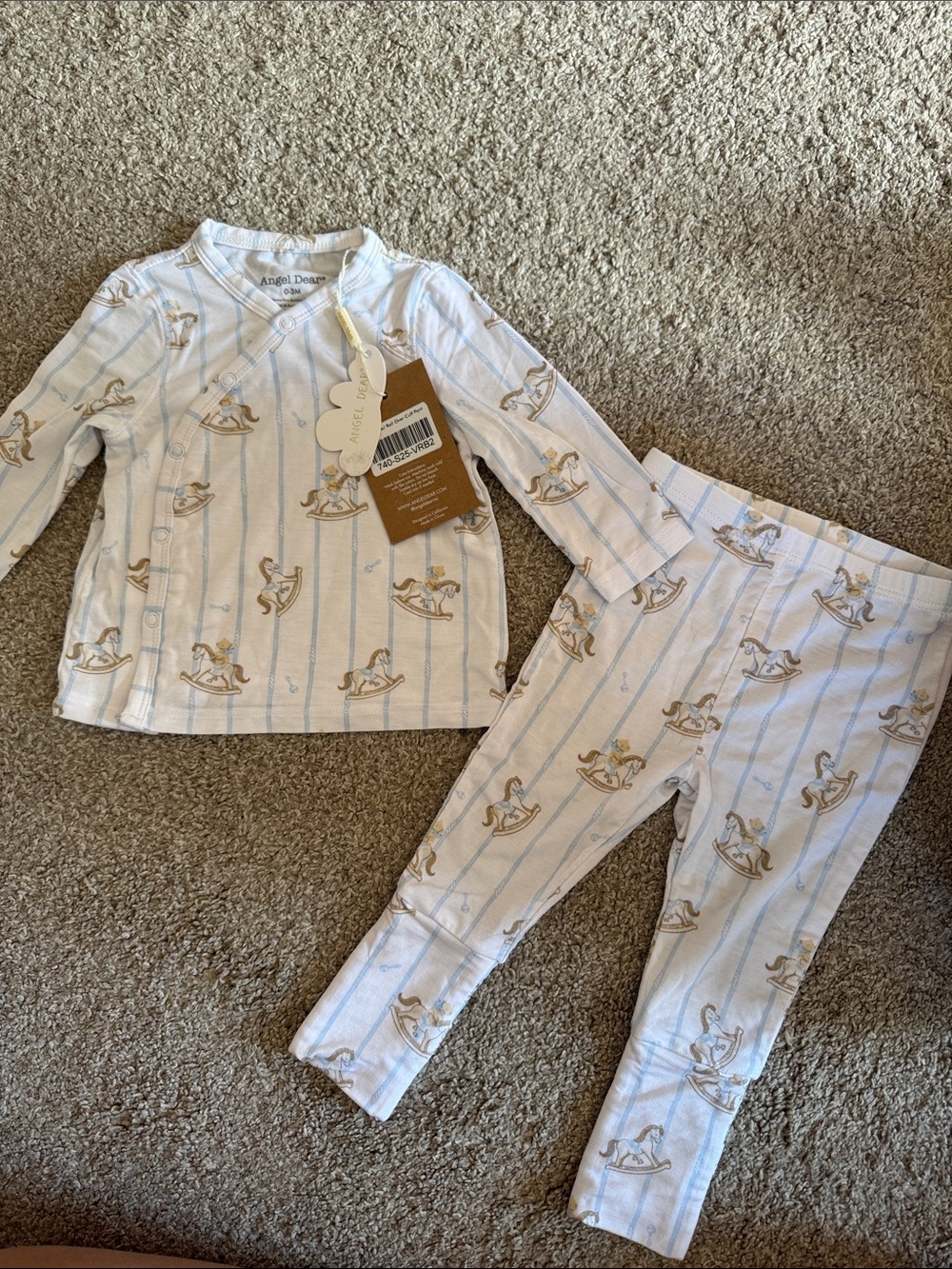 Angel Dear Blue & White Rocking Horse Two-Piece Pajama Set